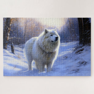 Puzzle Samoyède Qu'il neige Noël