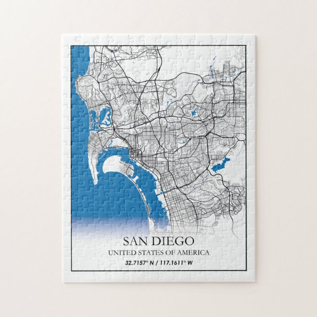 Puzzle San Diego California USA Travel City Carte (Vertical)