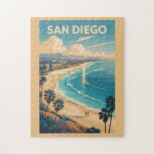 Puzzle San Diego Californie Skyline Voyage Art Rétro