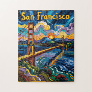 Puzzle San Francisco Californie coloré Van Gogh Vintage