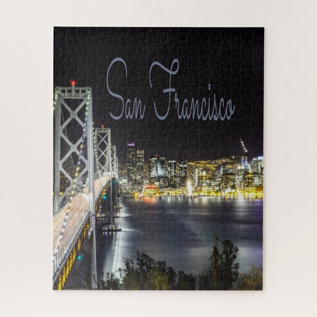 Puzzle San Francisco Night Sky Line Golden Gate Bridge (Vertical)