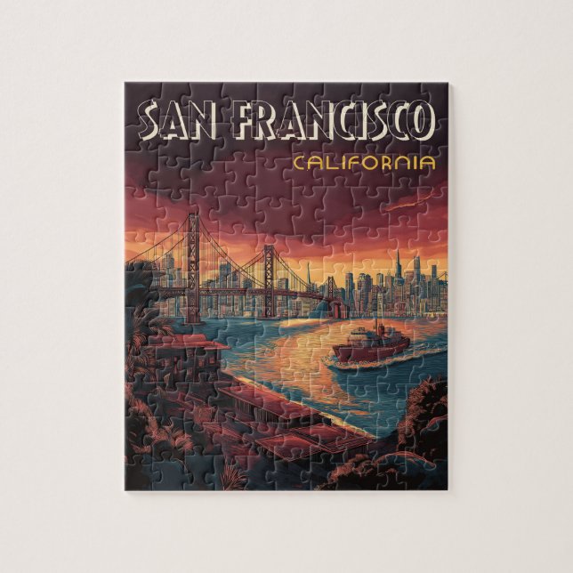 Puzzle San Francisco Skyline avec Golden Gate Bridge (Vertical)
