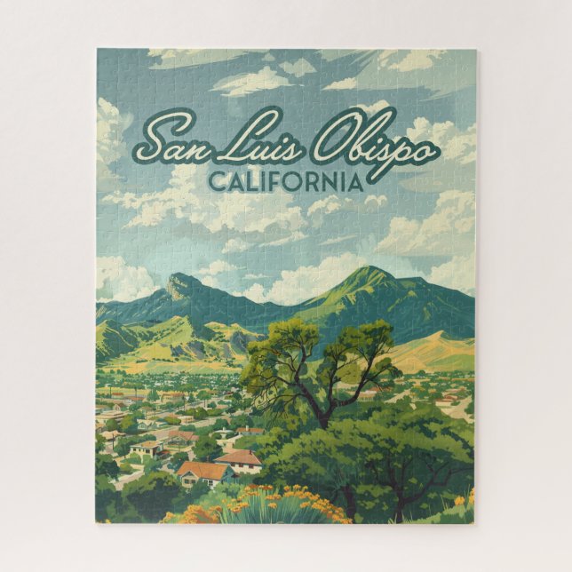 Puzzle San Luis Obispo SLO California Central Coast Retro (Vertical)