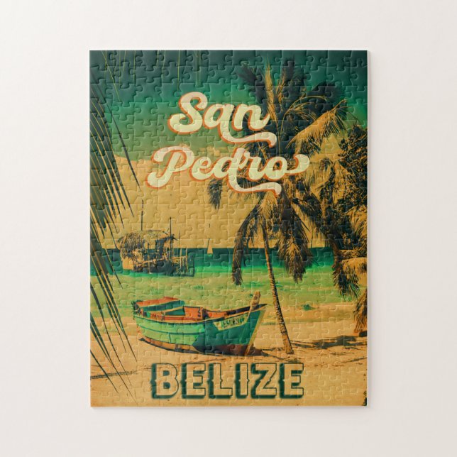 Puzzle San Pedro Belize Palmiers Vintages Souvenirs (Vertical)