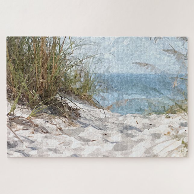 Puzzle Sand Dunes Beach Ocean Watercolor Art Peinture (Horizontal)