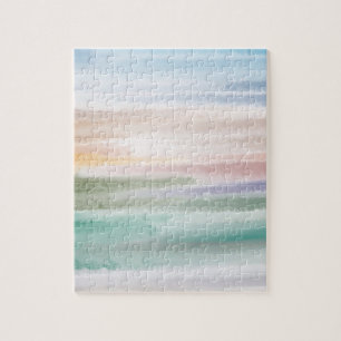 Puzzle Sandy Beach Ocean Waves Coucher de soleil Couleur