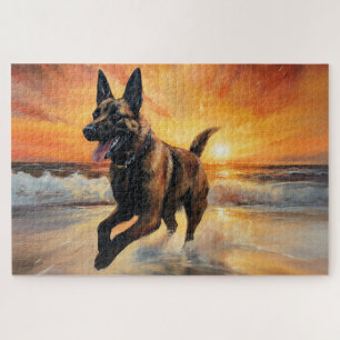 Puzzle Sandy Paws Berger belge Malinois sur la plage au c