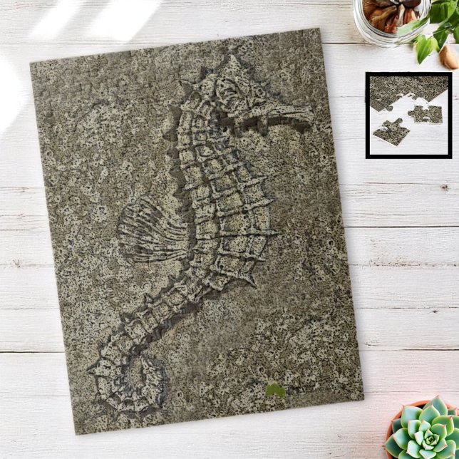 Puzzle Sandy Textured Seahorse Photograph (252 piece, 11" x 14" seahorse jigsaw puzzle)