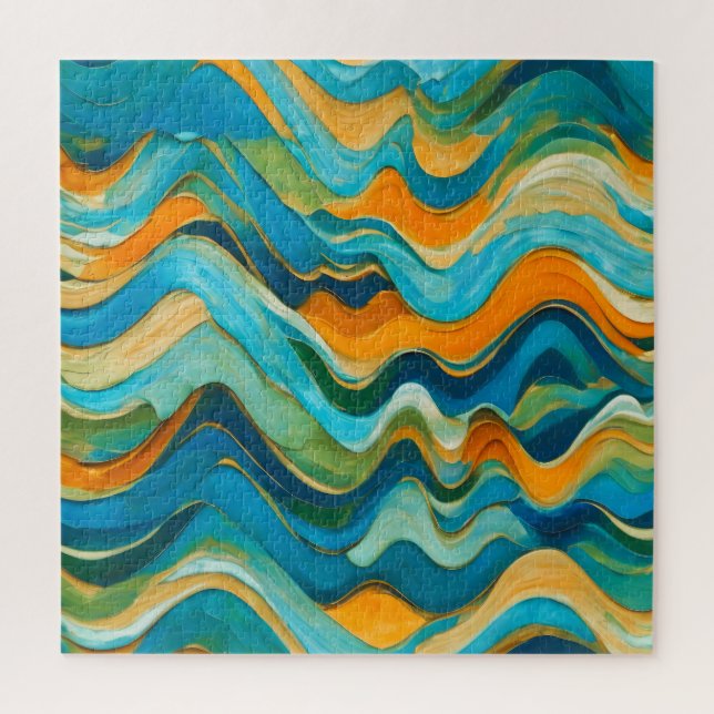 Puzzle "Sanlúcar" Vagues bleu vert orange (Vertical)