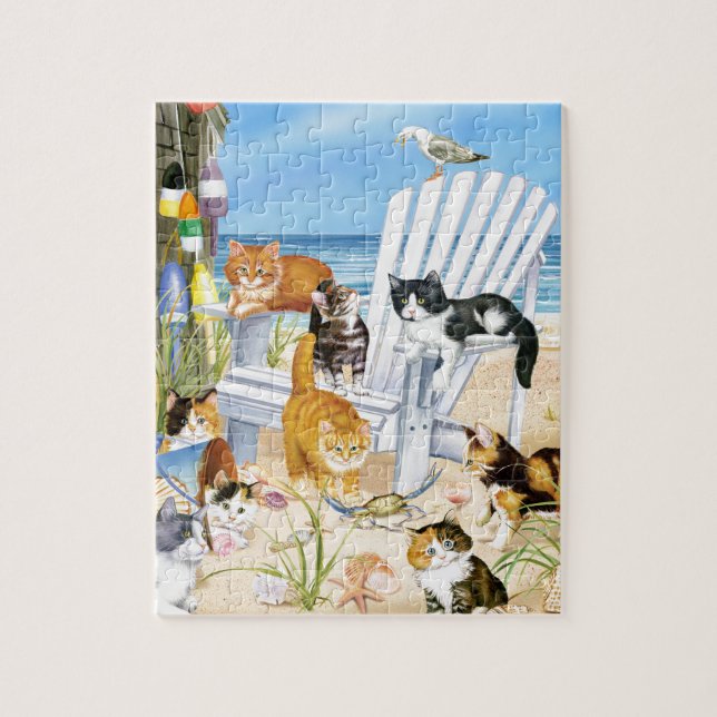 Puzzle sans valeur de chatons de plage (Vertical)