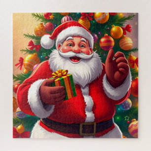 Puzzle Santa Claus avec arbre de Noël et cadeaux