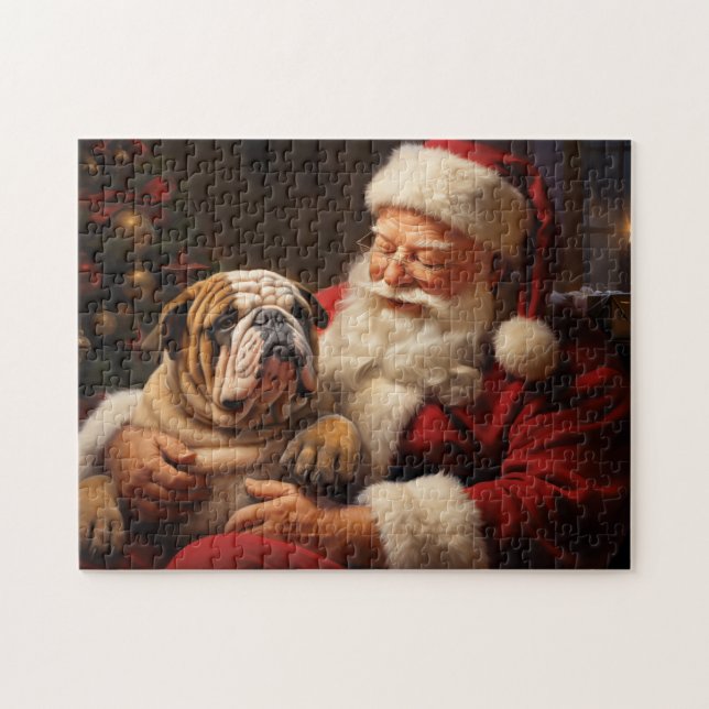 Puzzle Santa Claus avec Bulldog anglais (Horizontal)