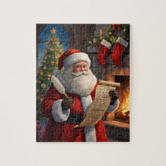 Puzzle Santa Claus Christmas List Fireplace Scene