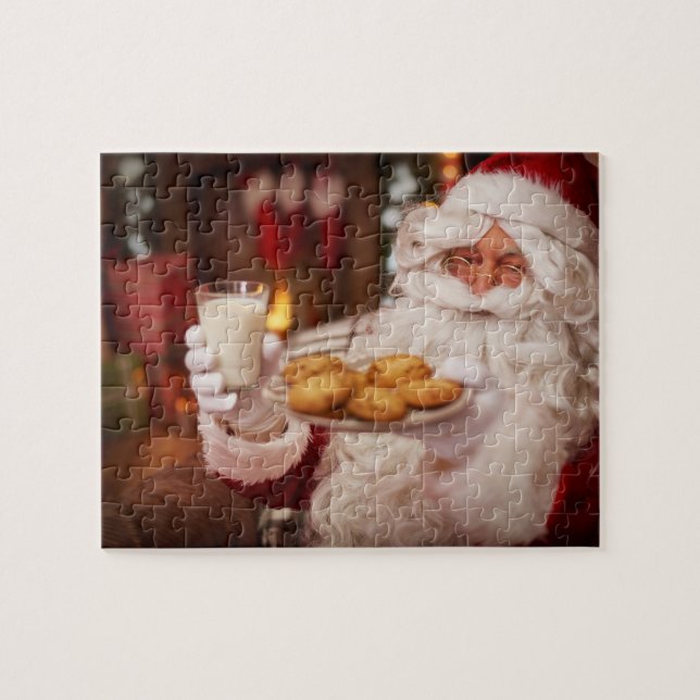 Puzzle Santa Claus de Noël avec Snacks Jigsaw (Horizontal)