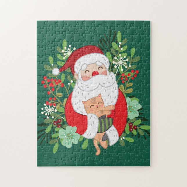 Puzzle Santa Claus Et Chat (Vertical)