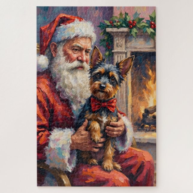 Puzzle Santa Claus Holding Affenpinscher Christmas Art (Vertical)