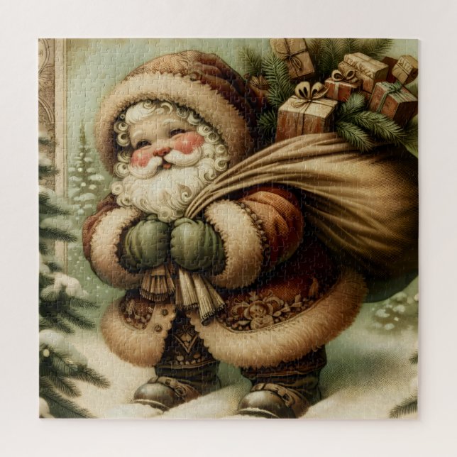 Puzzle Santa Claus rétro avec cadeaux (Vertical)