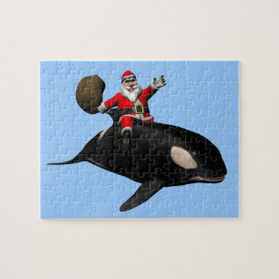 Puzzle Santa Claus Riding On Orca
