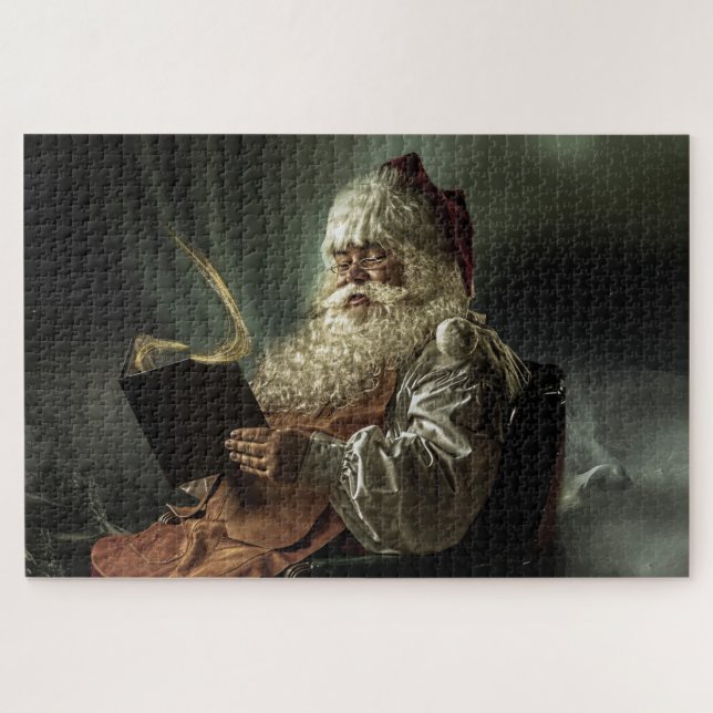 Puzzle Santa Claus vintage Lecture du livre magique (Horizontal)