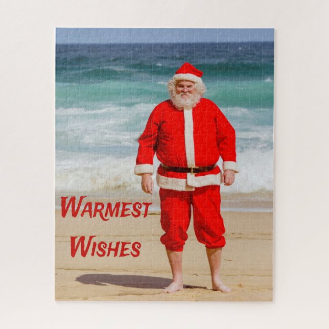 Puzzle Santa Clause sur la plage les plus chauds souhaits (Vertical)