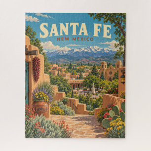 Puzzle Santa Fe Nouveau Mexique Adobe Montagnes Vintage