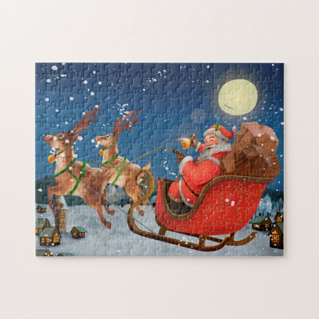 Puzzle Santa's Sleigh and Reindeer (Horizontal)