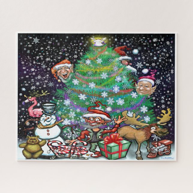 Puzzle Sapin de Noël avec décorations (Horizontal)