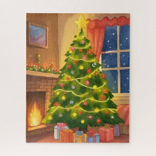 Puzzle Sapin de Noël Peinture Joyeux Noël