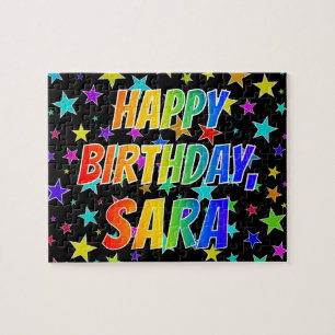Puzzle "SARA" Prénom, amusant "HEUREUX ANNIVERSAIRE"