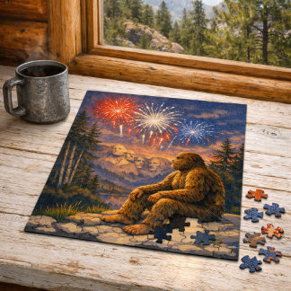 Puzzle Sasquatch à la Nuit de Feux d'Artifice du Mont Rus