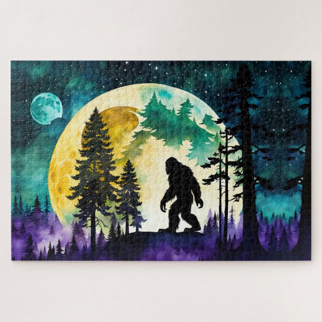 Puzzle Sasquatch Pleine lune sur la montagne (Horizontal)