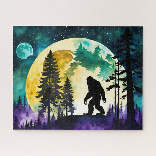 Puzzle Sasquatch Pleine lune sur la montagne (Horizontal)