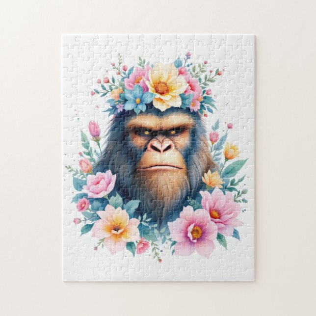 Puzzle Sasquatch wearing a flower crown (Vertical)