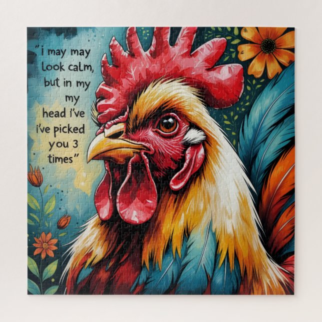 Puzzle Sassy Rooster Thoughts (Vertical)