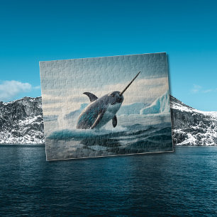 Puzzle Saut Narwhal hors de l'eau arctique