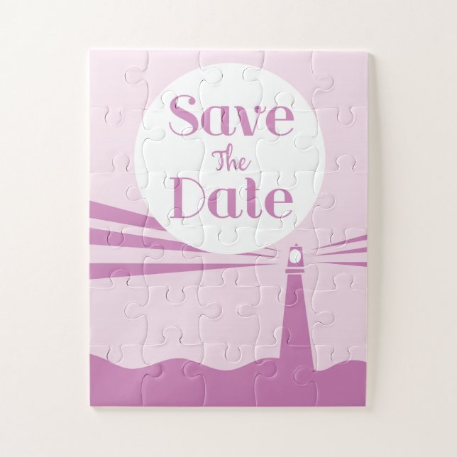 Puzzle Sauvegarder la date de mariage phare vintage (Vertical)