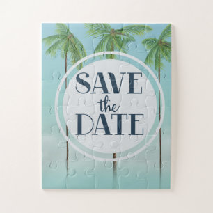 Puzzle Sauvegarder la date Palmiers Tropicaux Vintage