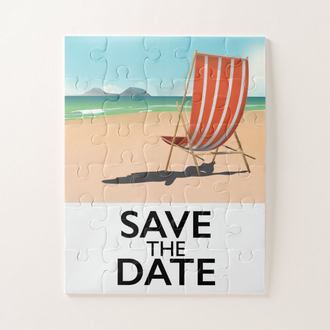 Puzzle Sauver la Date vintage Chaise de plage (Vertical)