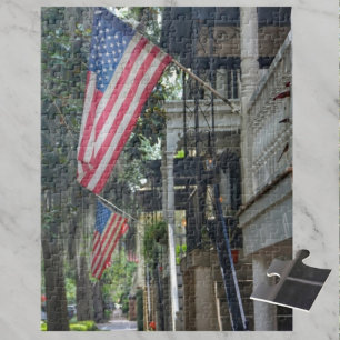 Puzzle Savannah GA Patriotic Flags Jones St Photographie