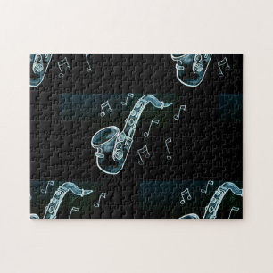 Puzzle Saxophone And Music Notes