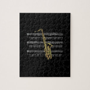 Puzzle Saxophone avec musique feuille ~ Arrière - plan no