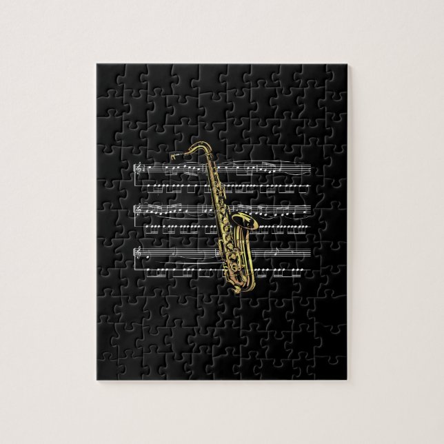 Puzzle Saxophone avec musique feuille ~ Arrière - plan no (Vertical)
