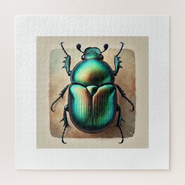 Puzzle Scarab Beetle in Watercolor 040924IREF239 - Waterc (Vertical)
