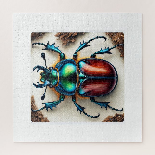 Puzzle Scarab Beetle Realism 061124IREF222 - Watercolor (Vertical)