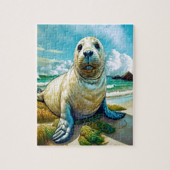Puzzle Sceau sur la plage (Vertical)