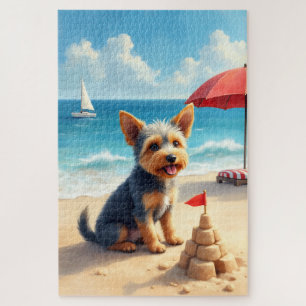 Puzzle Scène de château de sable sur la plage avec un Ter