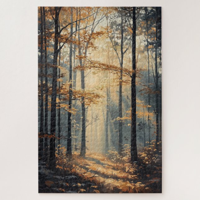 Puzzle Scène de chemin forestier au lever du soleil (Vertical)