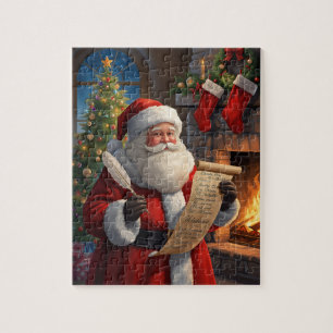 Puzzle Scène de cheminée de la liste de Noël du Père Noël