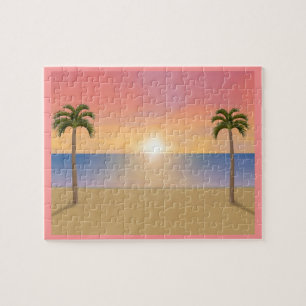Puzzle : Scène de coucher du soleil/plage de leve