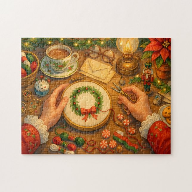 Puzzle Scène de couture de Noël de Mme Claus Craft Holida (Horizontal)